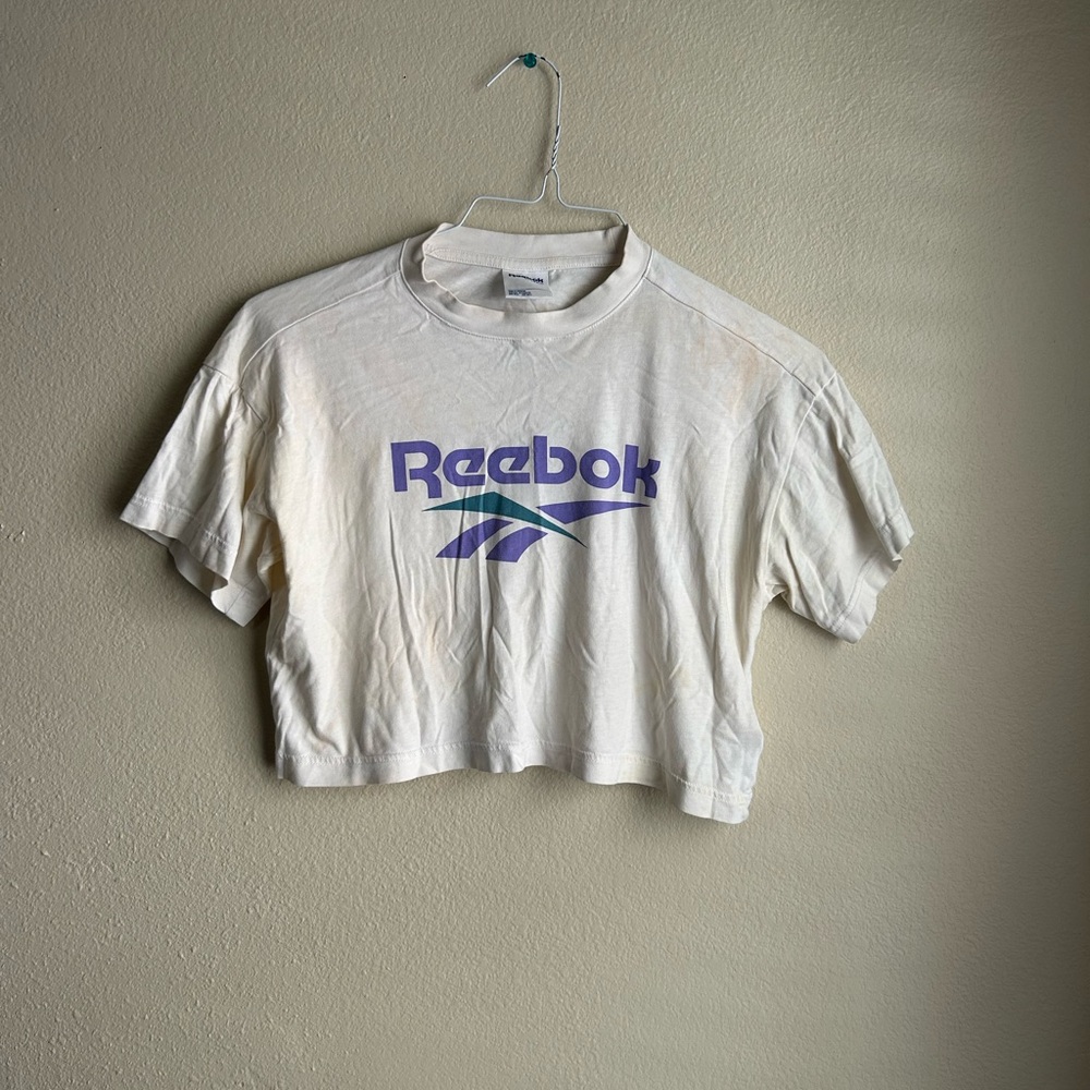 Reebok White Tee with Purple and Blue Logo